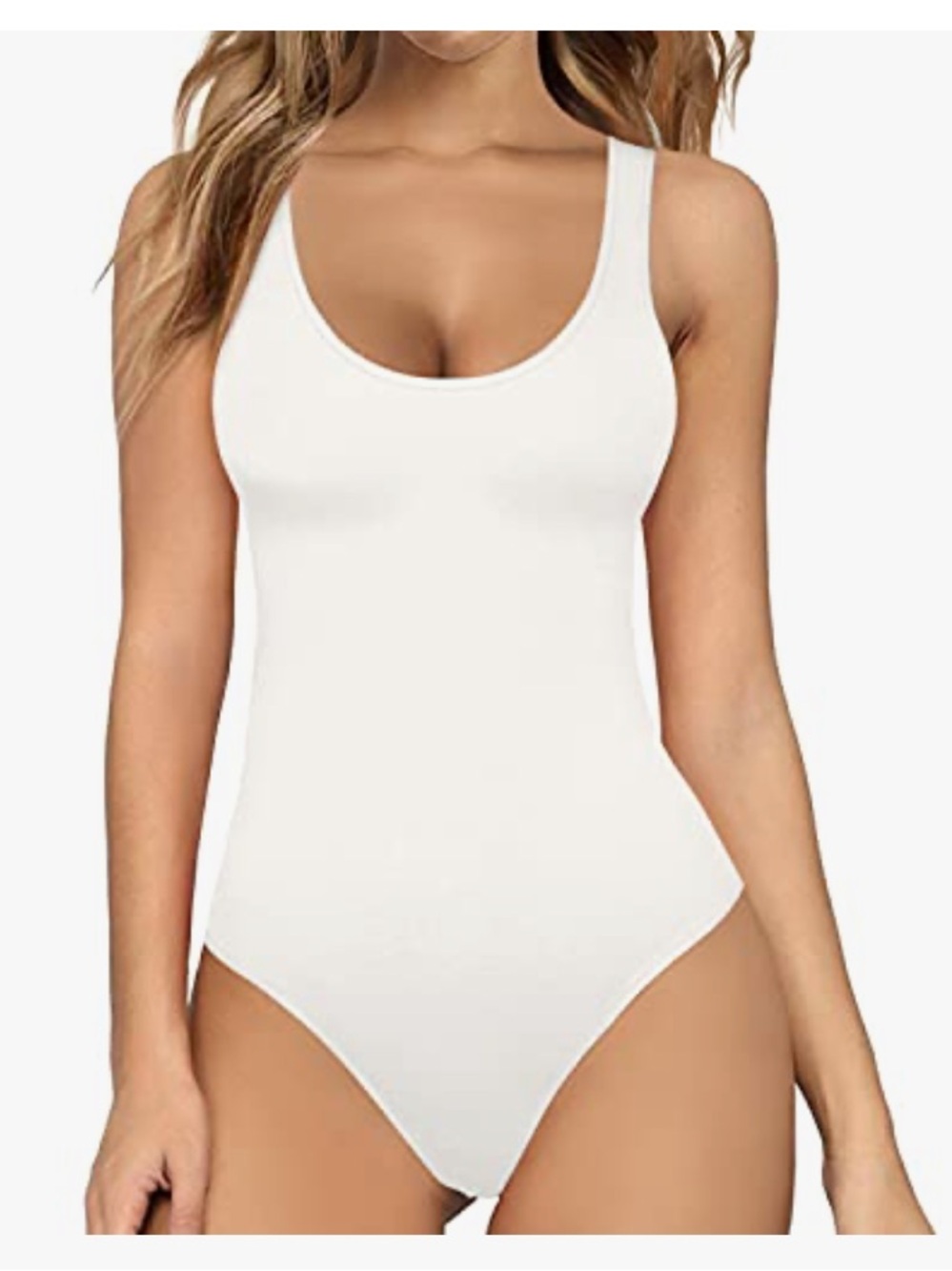 White Scoop Neck Bodysuit - Women